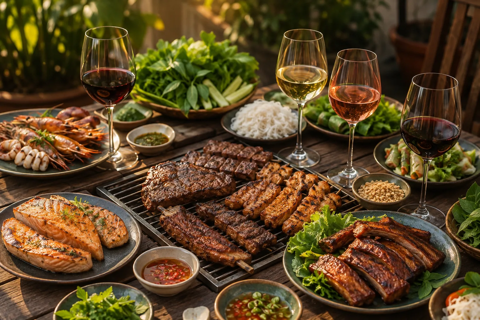 Rượu vang với đồ nướng: cách chọn theo thịt và nước xốt