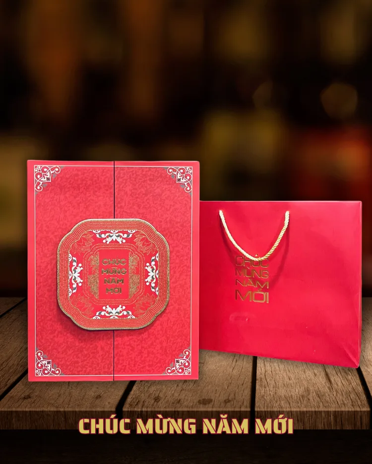 Hộp quà rượu vang Chúc mừng năm mới